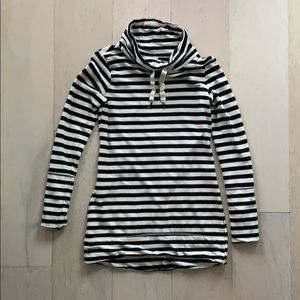 Striped Pocketed Cowl Neck Tunic